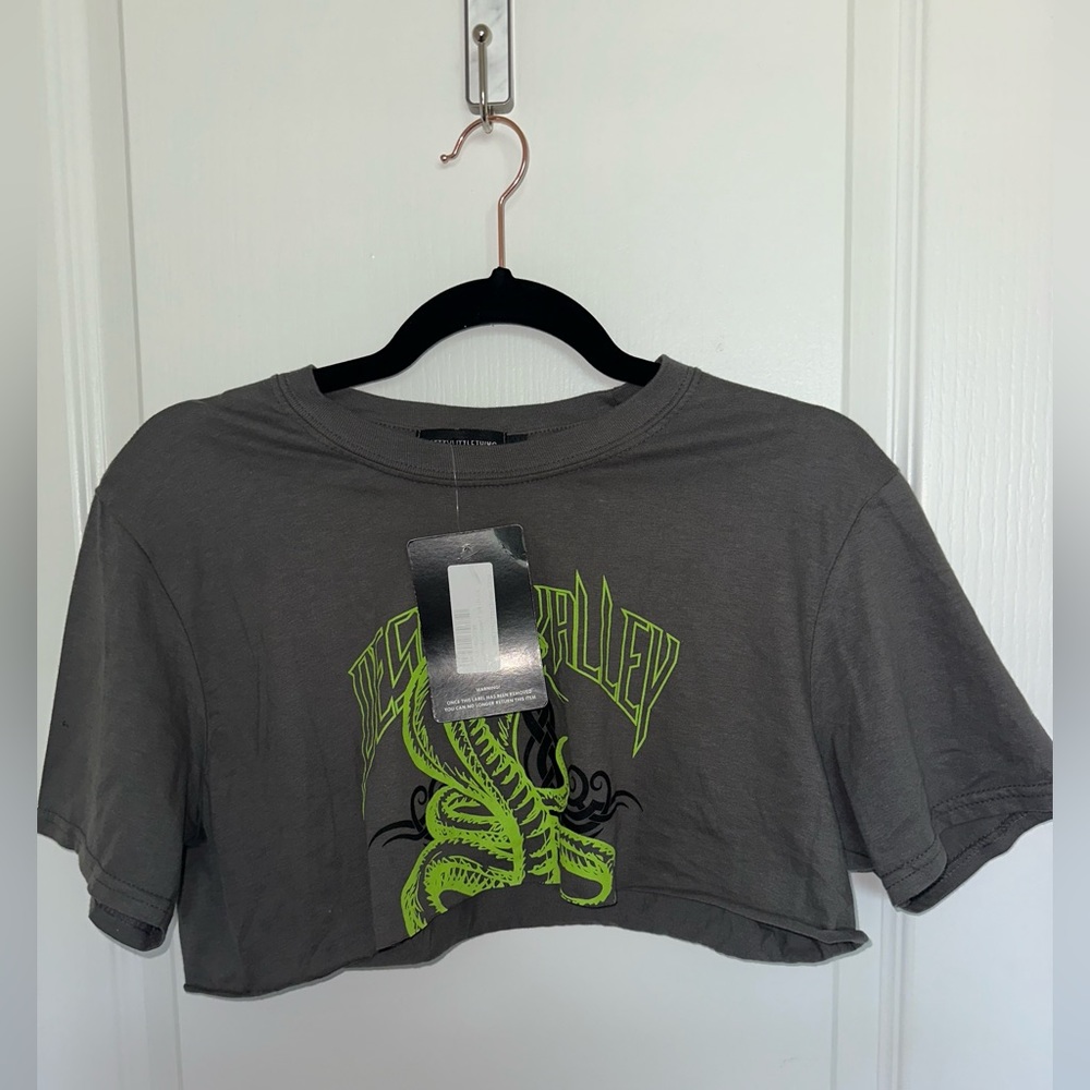 Pretty Little Thing Cropped Grey Shirt
